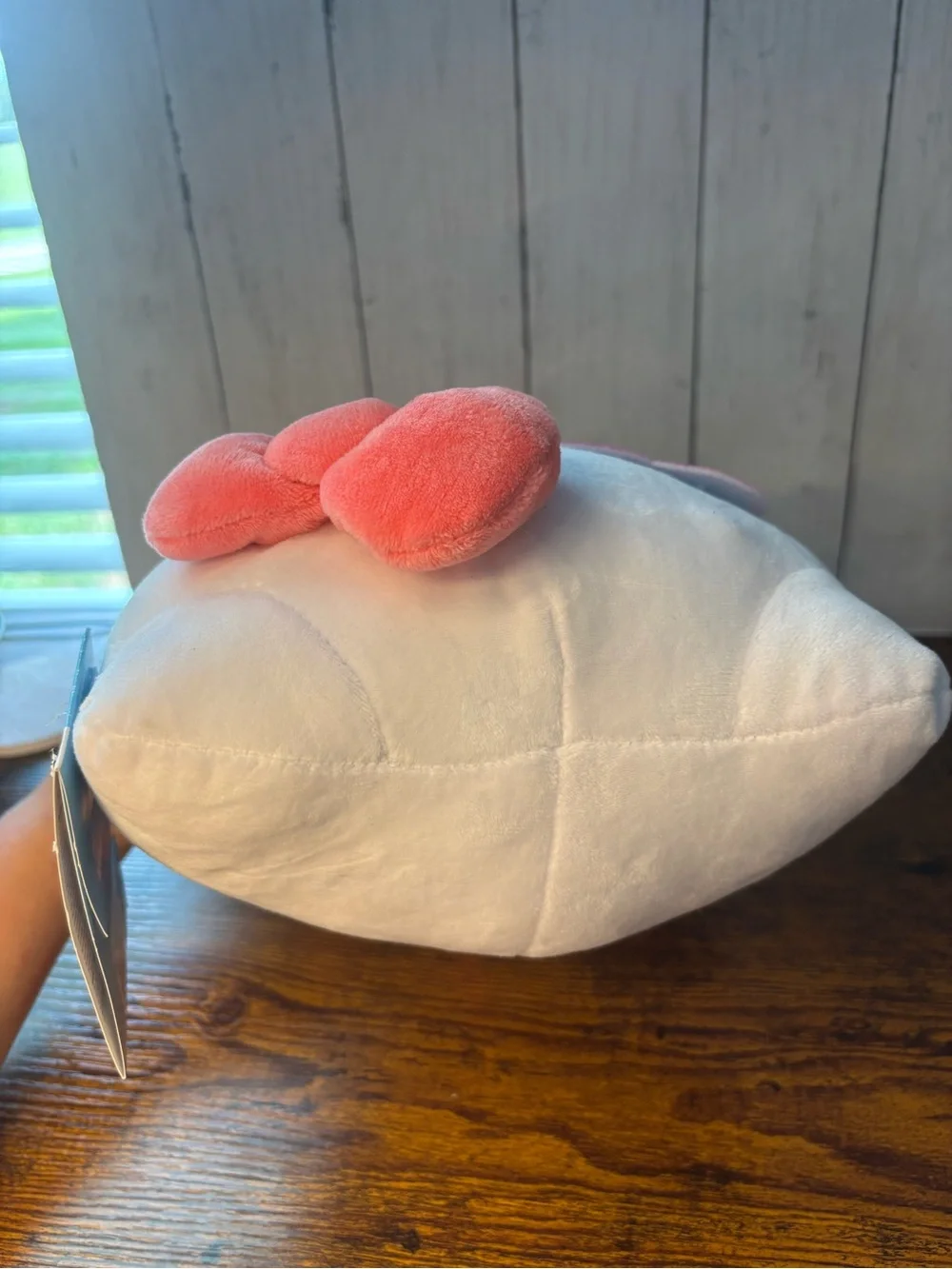 Working Hello Kitty White Plush with Pink Outfit and Blue Heart Sunglasses